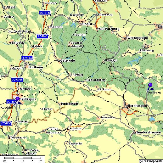 Karte vom Harz